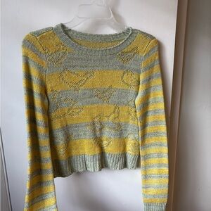 Pilcro Yellow and Gray Striped Sweater